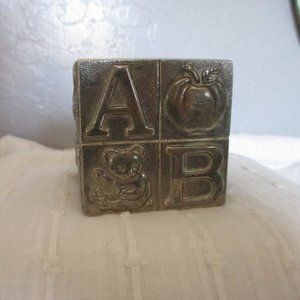 Vtg silver ABC coin bank